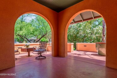 Front patio and arcade entrance