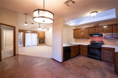 Kitchen, dining, living