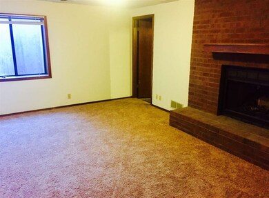 Lower level living area with wood burning fireplac