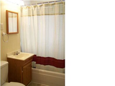 Bathroom is clean and updated.