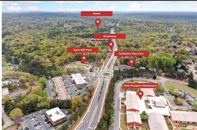 Aerial view of a heavily wooded area