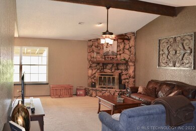Living Room with a Wood Burning Fireplace