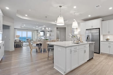 Kitchen, dining area and great room