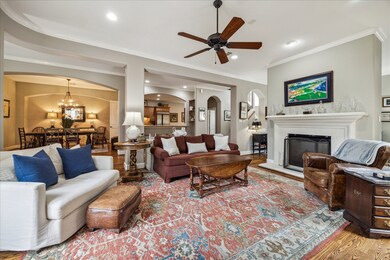 Living room with double sided fireplace
