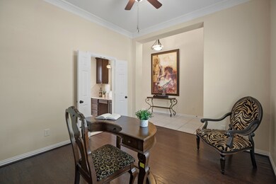 This spacious home office offers an abundance of n