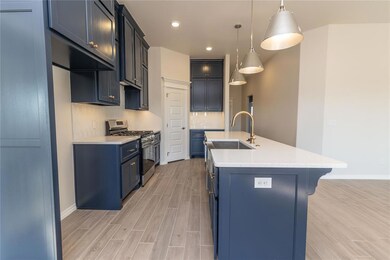 Kitchen with stainless steel gas range, a kitchen 