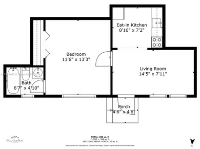 Floor plan for one bedroom/1bathroom unit.