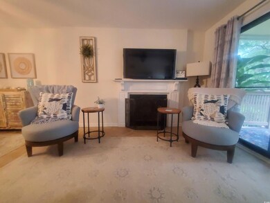Living area with a fireplace
