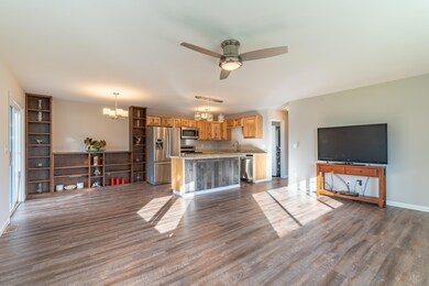 living room, dining, kitchen