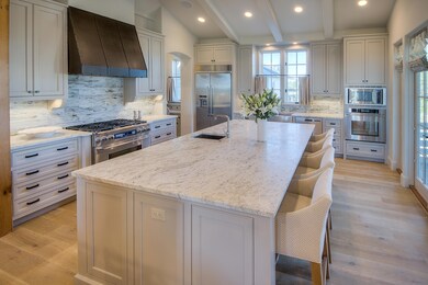 Large, granite kitchen island