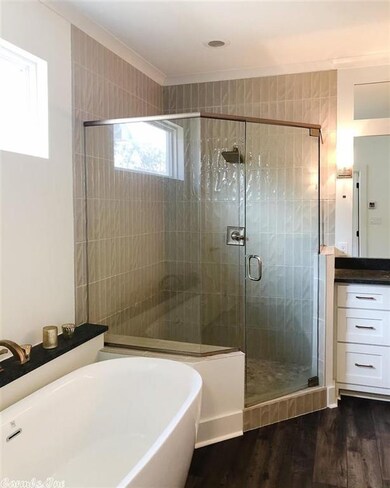Freestanding Tub for Two + Textured Tiled Shower