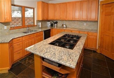 Kitchen island with a six burner gas ran