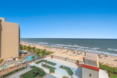 View of water feature with a beach view