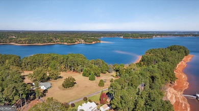 Aerial shot of cleared 4.546 crescent and lake