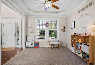 Did you hear? Formal dining rooms are making a comeback but they also work for play rooms. 