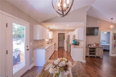 looking into kitchen area from dinning