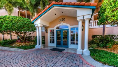 The beautiful entrance to building 5420 with secure access and resident's elevator.