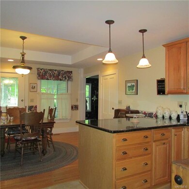 Kitchen overlooking eating / dining area.