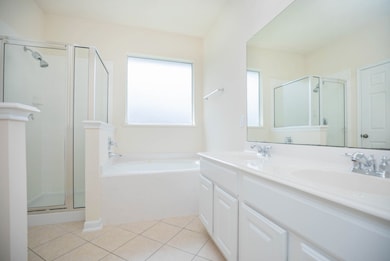  Primary master bathroom : His and Hers vanities, garden tub and separated shower