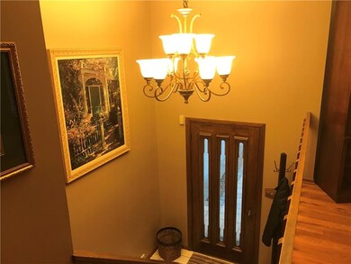 Entryway with a great chandelier!