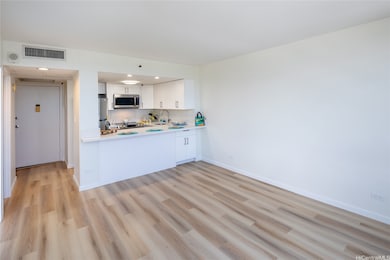 Living room is open to fully remodeled kitchen 2024 with luxury vinyl flooring throughout.