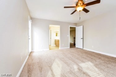 Unfurnished bedroom with carpet floors, connected