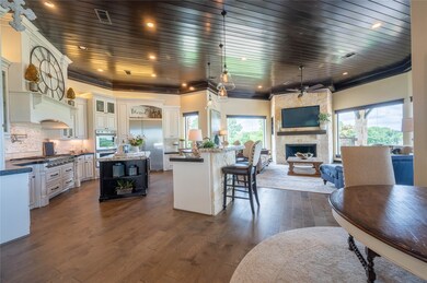 Chef's kitchen, living room and breakfast area
