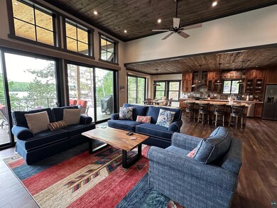 Living room featuring dark hardwood / wood-style f