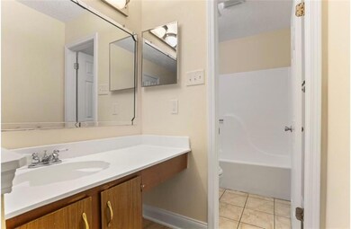 Primary vanity and bathroom view