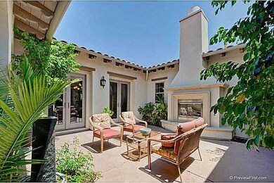 Private patio in front of house