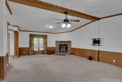 Living Room with Woodburning Fireplace