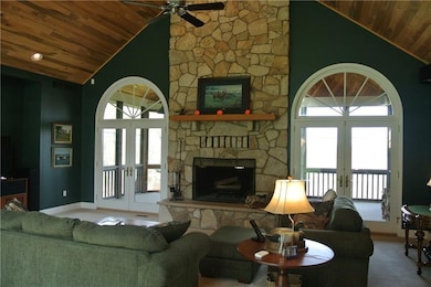 Great Room,  vaulted ceiling, stone floor to ceili