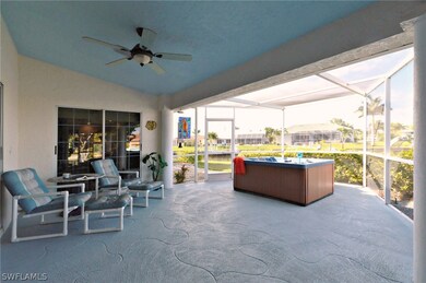 Massive lanai under truss with a western view of i