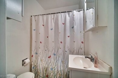 Bathroom featuring vanity with extensive cabinet space and toilet