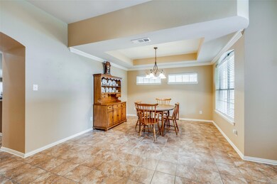 Dining room with light tile patterned flooring, cr