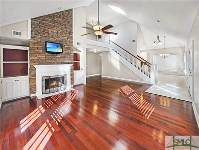 Vaulted Ceiling with Gas Fireplace and Stone encru