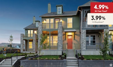 View of front of property featuring a chimney, a balcony, and a porch