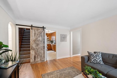 View into the kitchen from the family room.