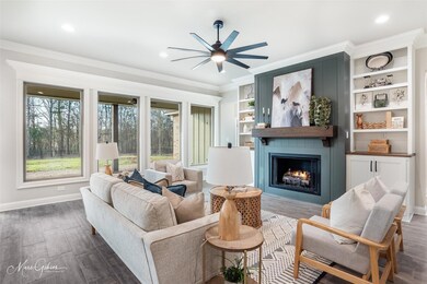 Living room featuring dark hardwood / wood-style f