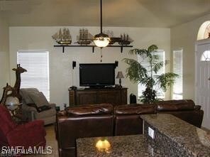 Living room with ceiling fan