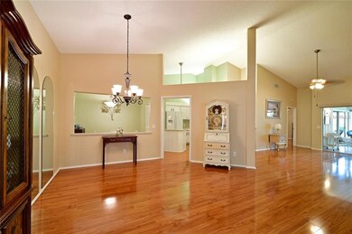 Dining room with family room to the right leading 
