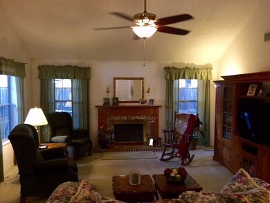 The living room features a high ceiling with ceili