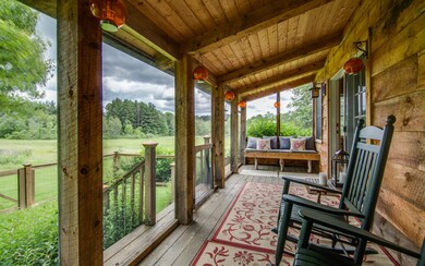 back porch facing meadow and gardens