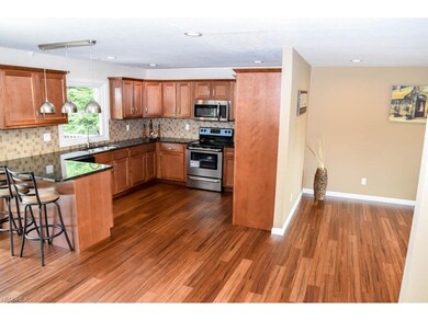 Kitchen and living room.