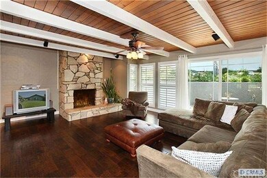 Bright family room with floor to ceiling flagstone