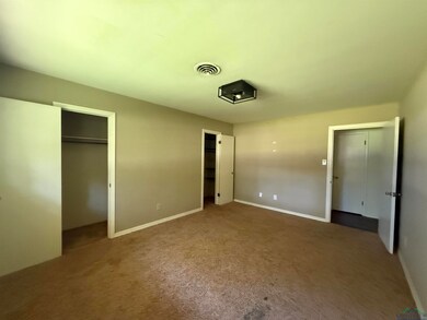 Unfurnished bedroom with carpet floors and multiple closets