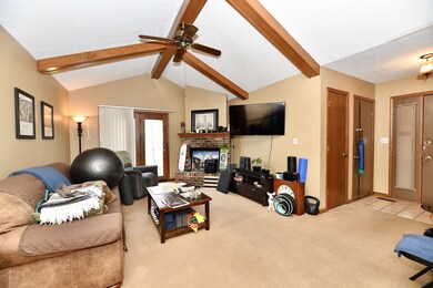 Family room and front entry area with closer