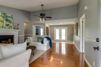 Inviting large living room with fireplace  