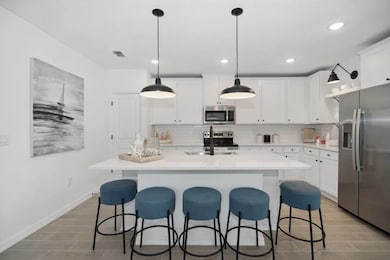 Kitchen with pendant lighting