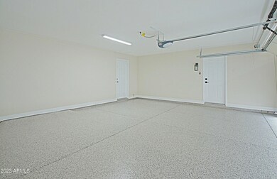 2 car garage with epoxy flooring